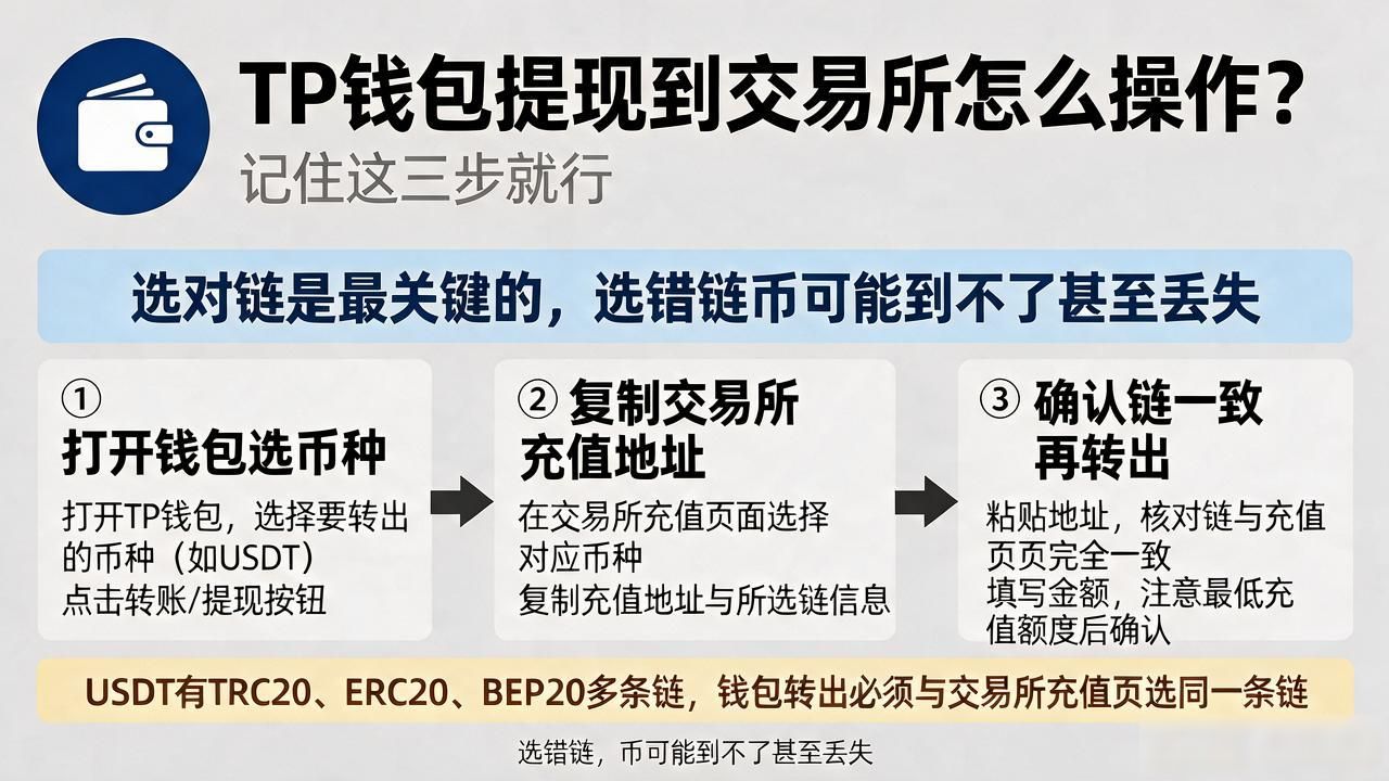 TP钱包转账到交易所操作步骤_tp钱包怎么提现到交易所_USDT不同链选择注意事项