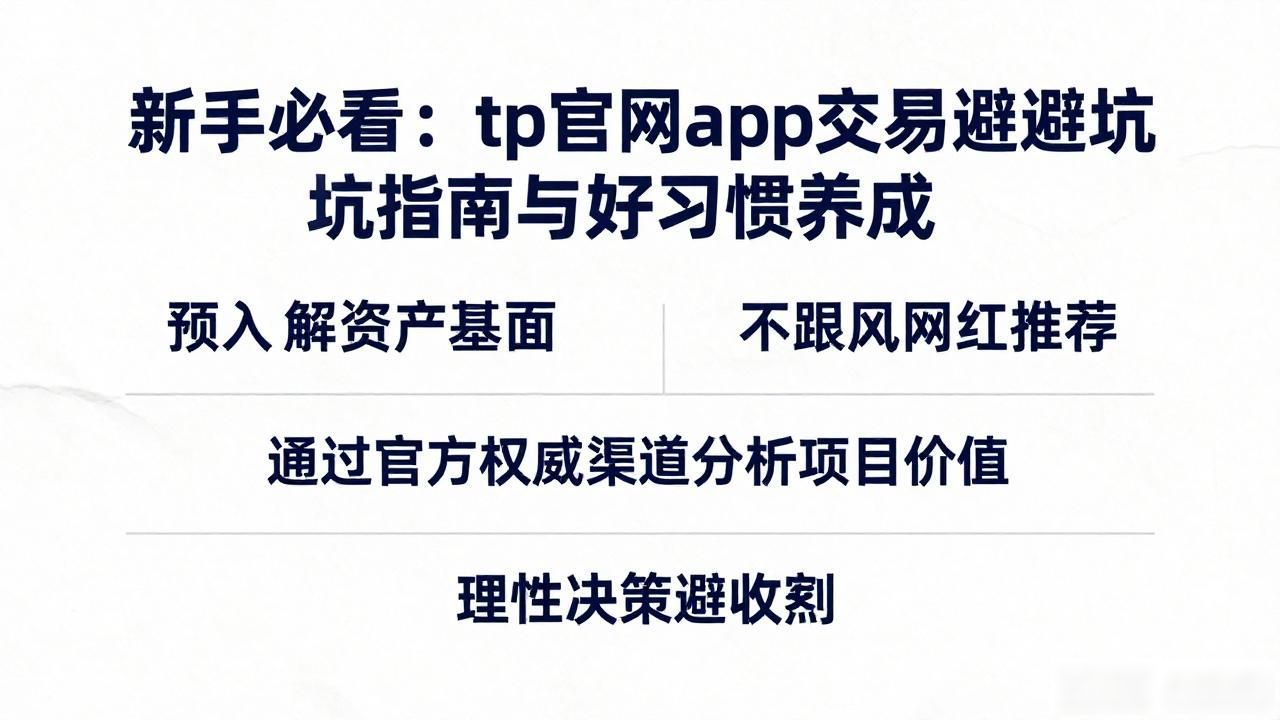 新手必看：tp官网app交易避坑指南与好习惯养成